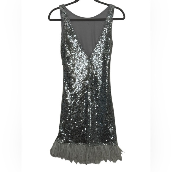 Jay X Jay Godfrey Metallic Sequin Silver Mini Dress 0 - Picture 3 of 8